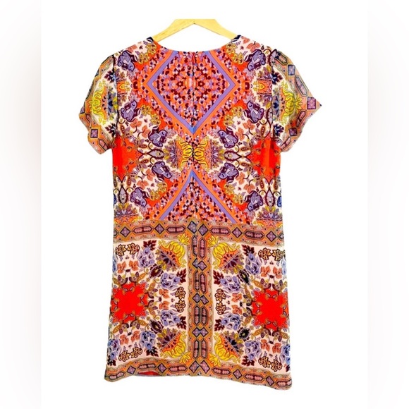 Lulu’s Sangria Coral Multicolor Tile Print Shift Dress, Size Small - Picture 3 of 14